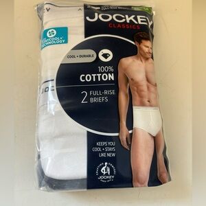 Jockey Classics Stay Cool Mens White Full Rise Briefs Big Man Size 54 2 Pack